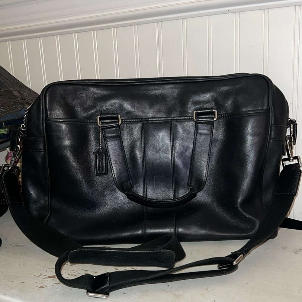 Vintage Coach Hudson F05745 Black Leather messenger Laptop Shoulder Bag